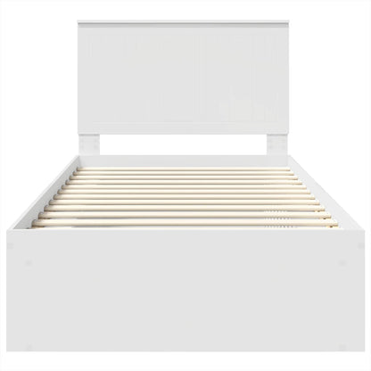 vidaXL Bed Frame with Headboard White 100 x 200 cm Solid Pine Wood