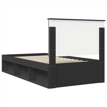vidaXL Bed Frame with Headboard Black 100 x 200 cm Solid Pine Wood