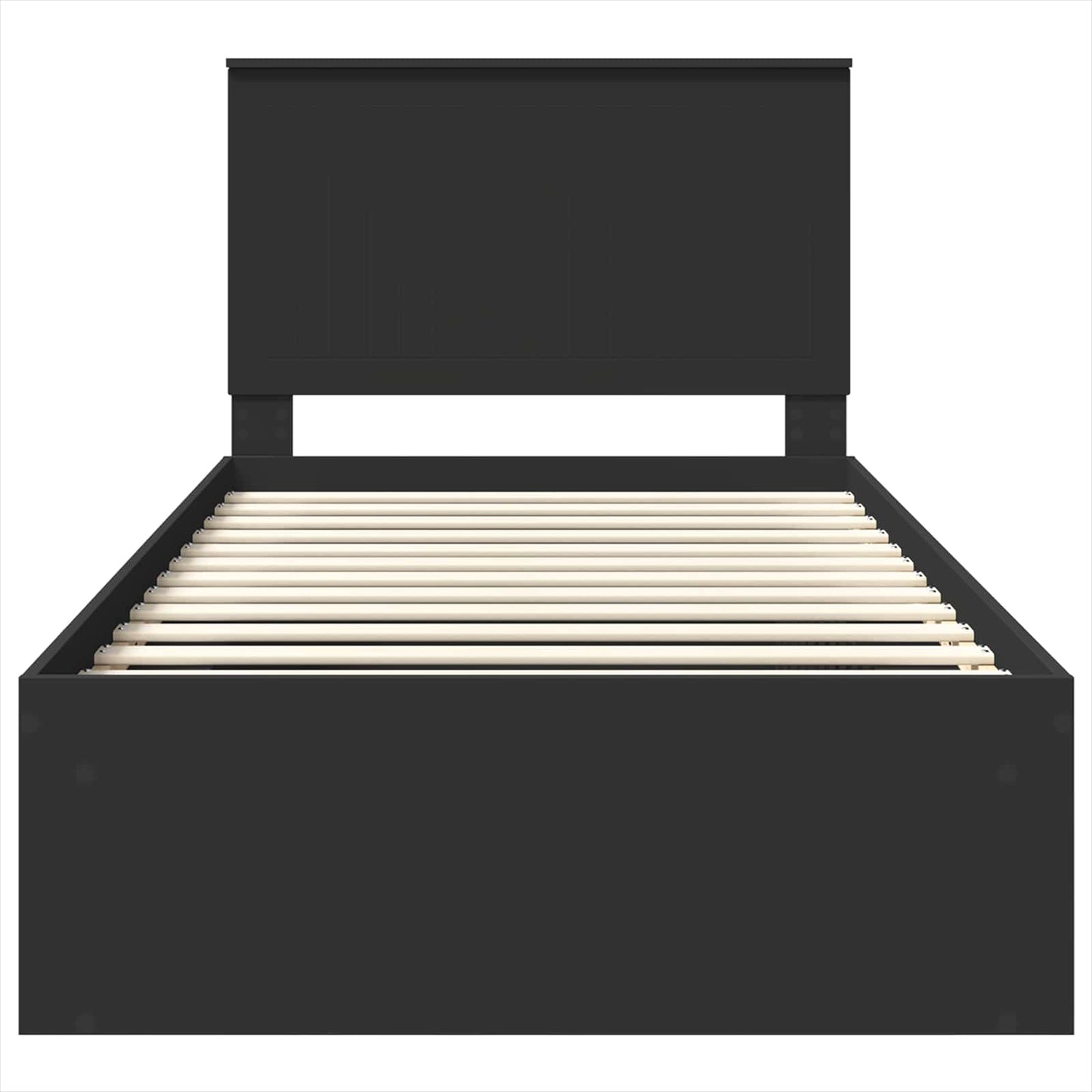 vidaXL Bed Frame with Headboard Black 100 x 200 cm Solid Pine Wood