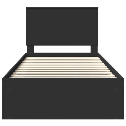 vidaXL Bed Frame with Headboard Black 100 x 200 cm Solid Pine Wood