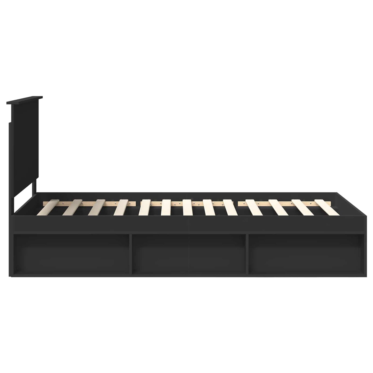 vidaXL Bed Frame with Headboard Black 100 x 200 cm Solid Pine Wood