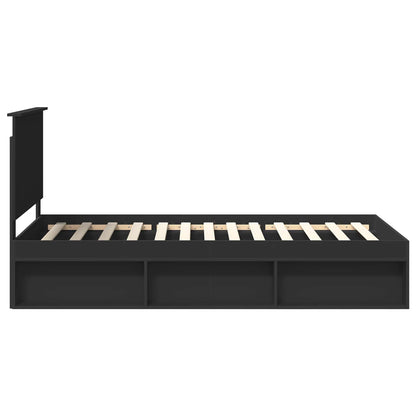 vidaXL Bed Frame with Headboard Black 100 x 200 cm Solid Pine Wood