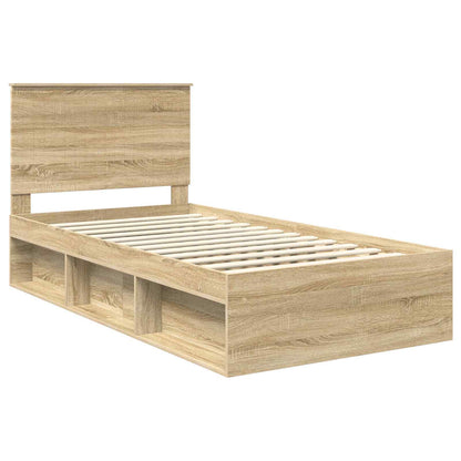 vidaXL Bed Frame with Headboard Sonoma 100 x 200 cm Solid Pine Wood