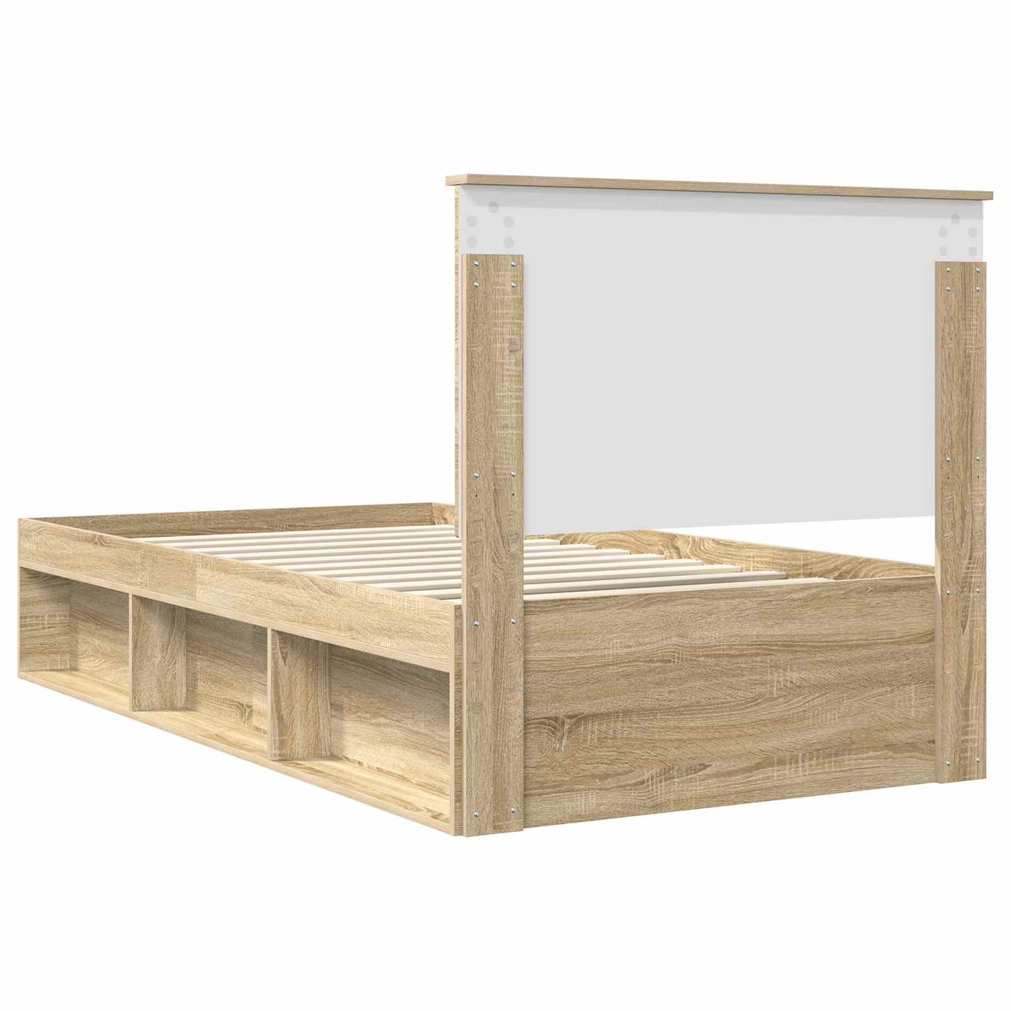 vidaXL Bed Frame with Headboard Sonoma 100 x 200 cm Solid Pine Wood