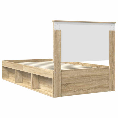 vidaXL Bed Frame with Headboard Sonoma 100 x 200 cm Solid Pine Wood