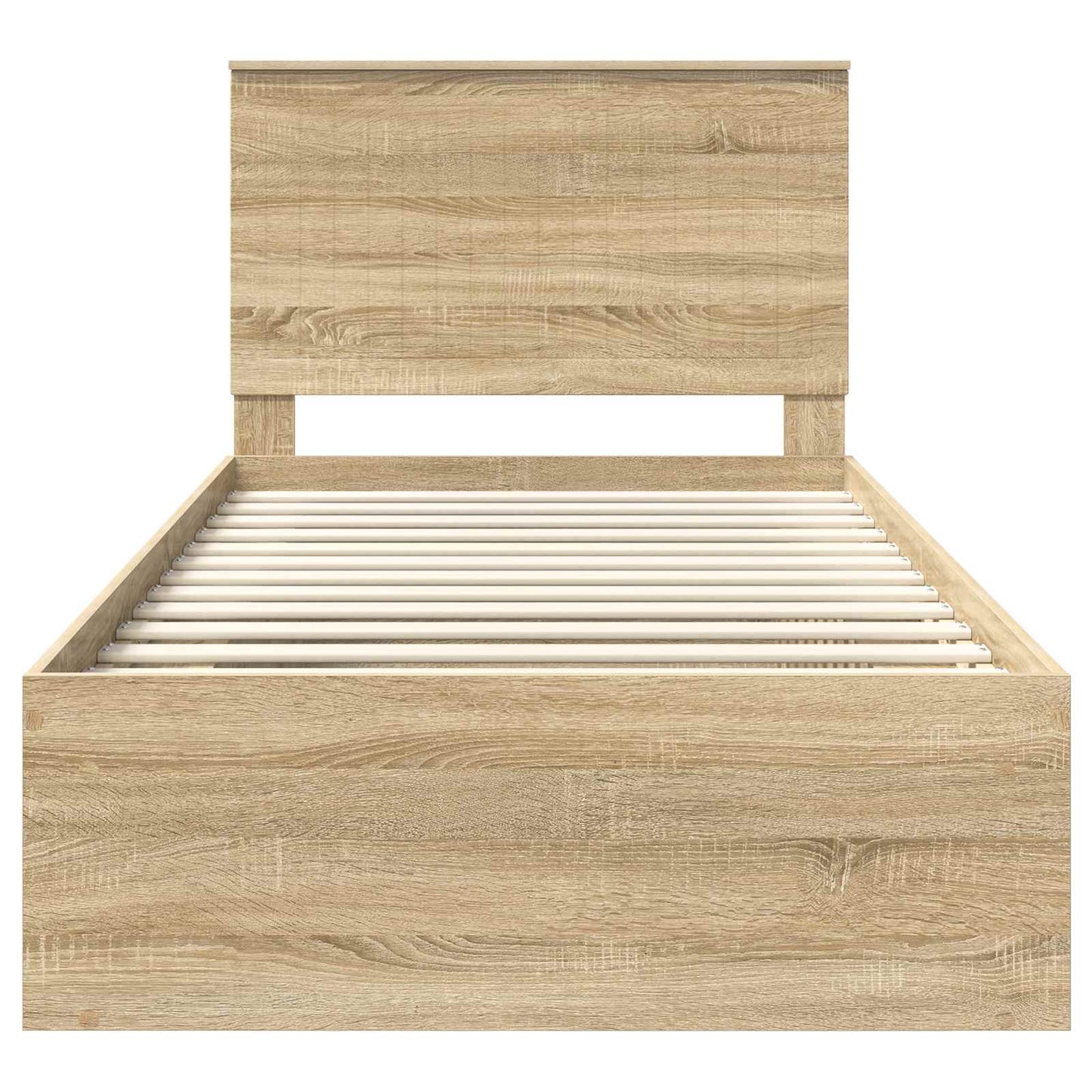 vidaXL Bed Frame with Headboard Sonoma 100 x 200 cm Solid Pine Wood