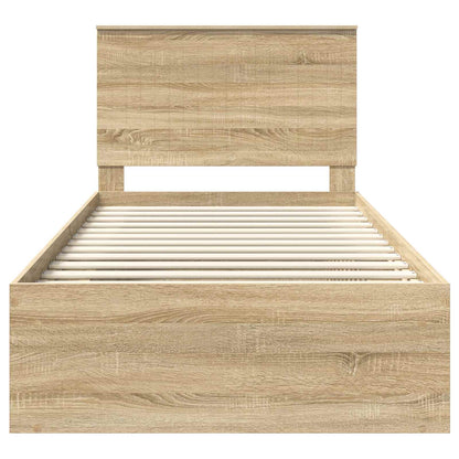 vidaXL Bed Frame with Headboard Sonoma 100 x 200 cm Solid Pine Wood