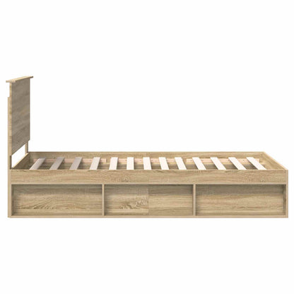 vidaXL Bed Frame with Headboard Sonoma 100 x 200 cm Solid Pine Wood