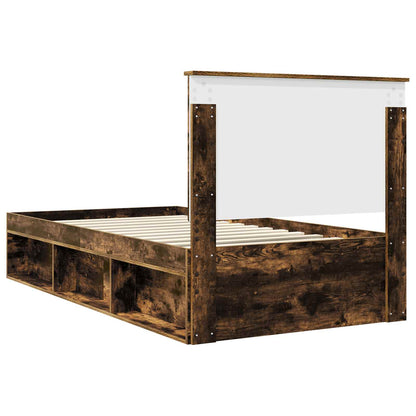 vidaXL Bed Frame Smoked Oak 100 x 200 cm Solid Pine Wood