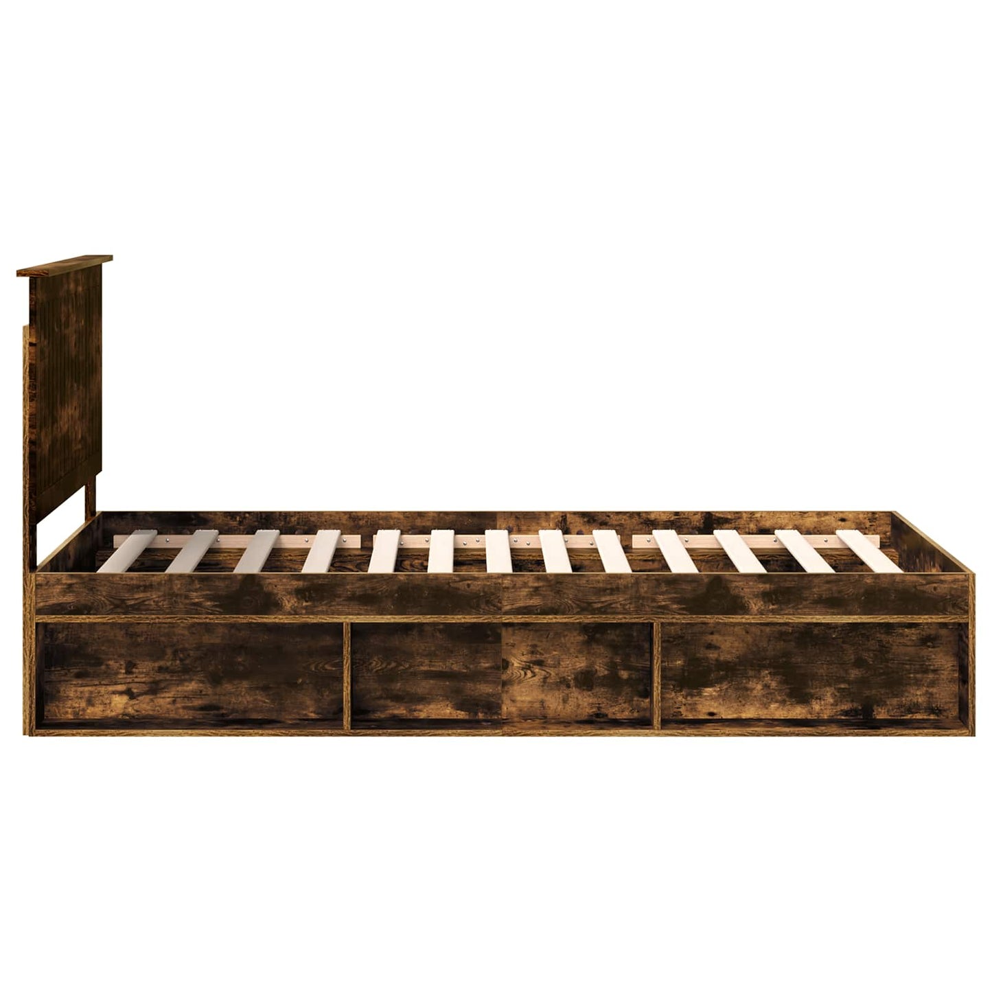 vidaXL Bed Frame Smoked Oak 100 x 200 cm Solid Pine Wood