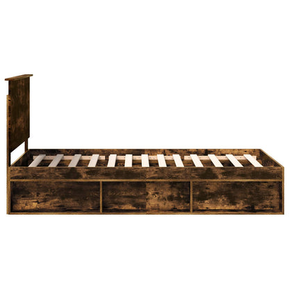 vidaXL Bed Frame Smoked Oak 100 x 200 cm Solid Pine Wood