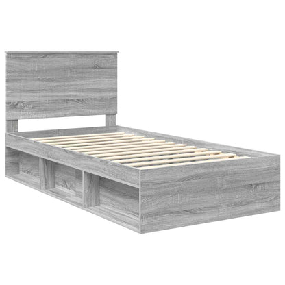 vidaXL Bed Frame Grey Sonoma 100 x 200 cm Solid Pine Wood