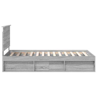 vidaXL Bed Frame Grey Sonoma 100 x 200 cm Solid Pine Wood