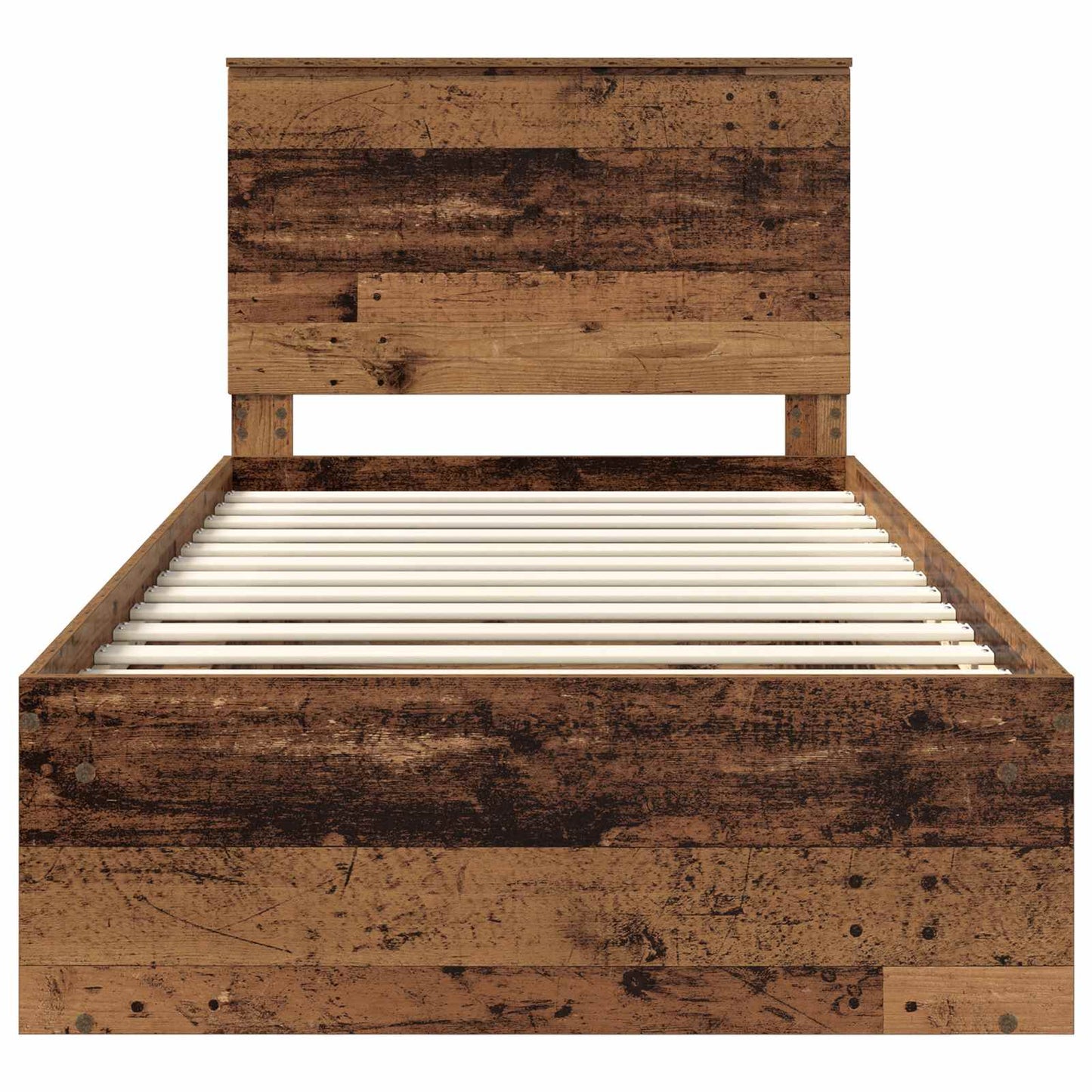 vidaXL Bed Frame with Headboard Old Wood 100 x 200 cm Solid Pine Wood