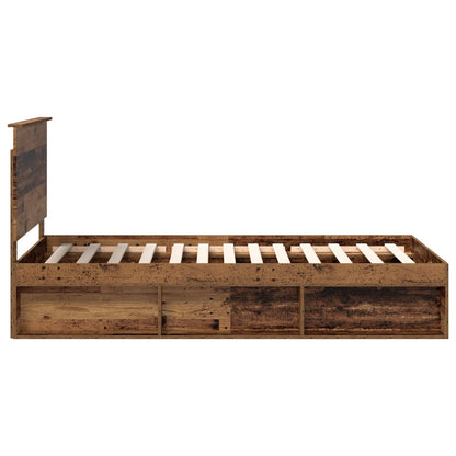 vidaXL Bed Frame with Headboard Old Wood 100 x 200 cm Solid Pine Wood