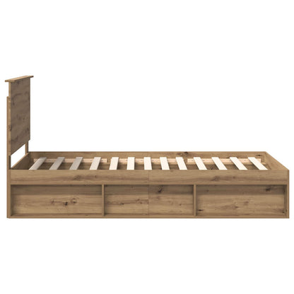 vidaXL Bed Frame Artisian Oak 100 x 200 cm Solid Pine Wood