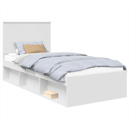 vidaXL Bed Frame with Headboard White 90 x 200 cm Solid Pine Wood