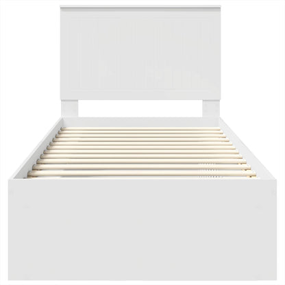 vidaXL Bed Frame with Headboard White 90 x 200 cm Solid Pine Wood