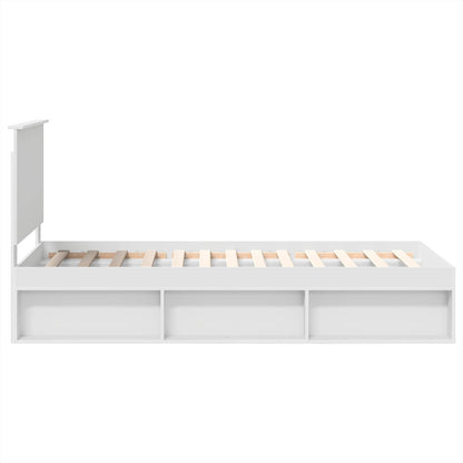 vidaXL Bed Frame with Headboard White 90 x 200 cm Solid Pine Wood
