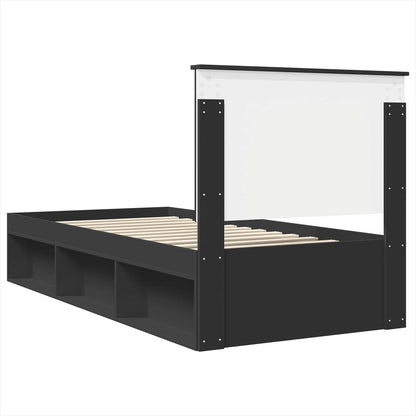 vidaXL Bed Frame with Headboard Black 90 x 200 cm Solid Pine Wood