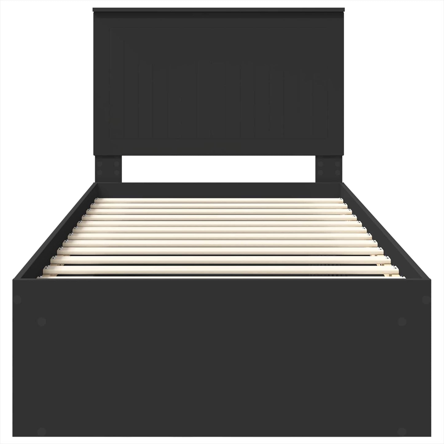 vidaXL Bed Frame with Headboard Black 90 x 200 cm Solid Pine Wood