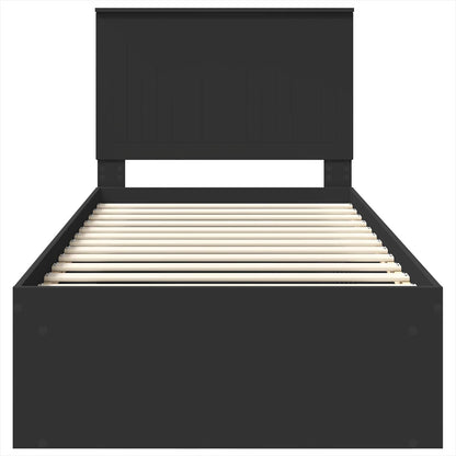 vidaXL Bed Frame with Headboard Black 90 x 200 cm Solid Pine Wood