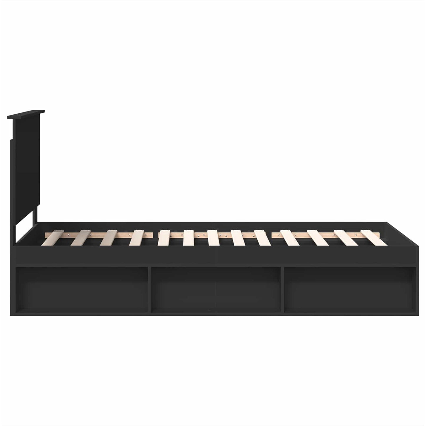 vidaXL Bed Frame with Headboard Black 90 x 200 cm Solid Pine Wood