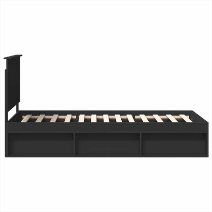 vidaXL Bed Frame with Headboard Black 90 x 200 cm Solid Pine Wood