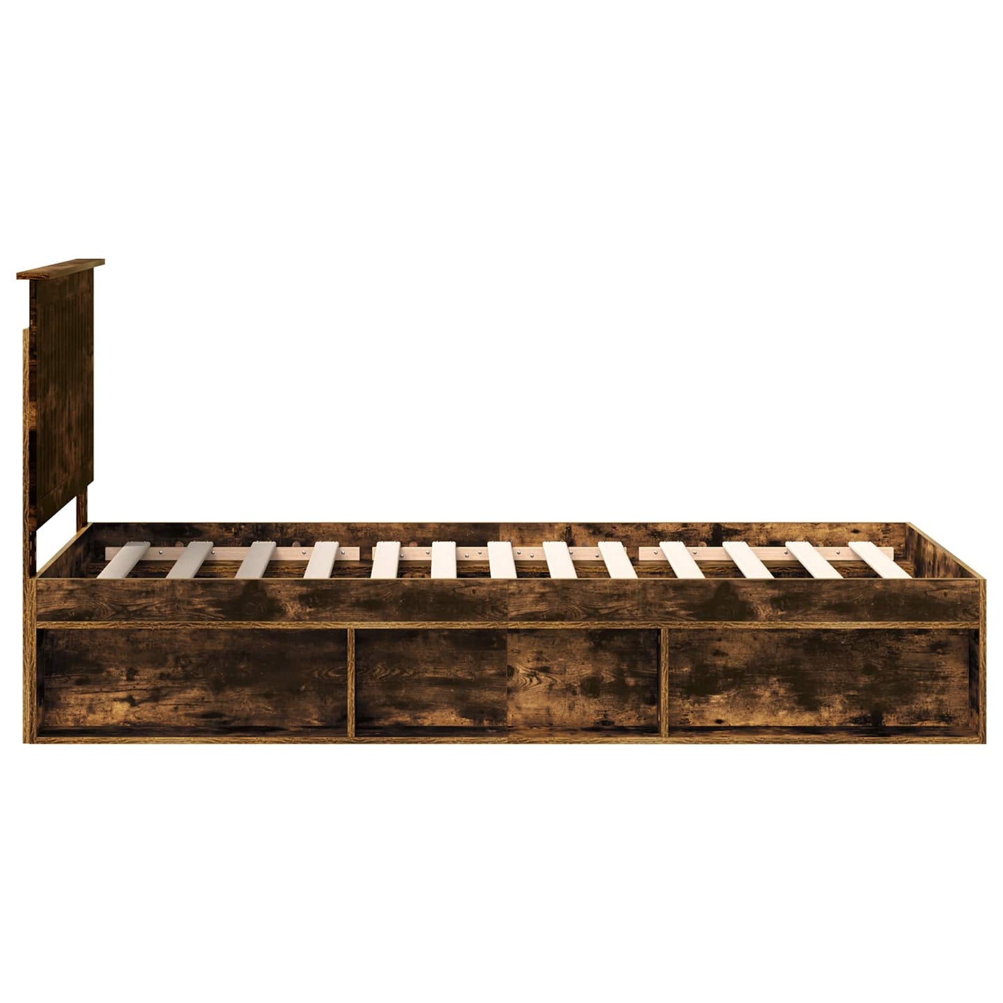 vidaXL Bed Frame with Headboard Smoked Oak 90 x 200 cm Solid Pine Wood