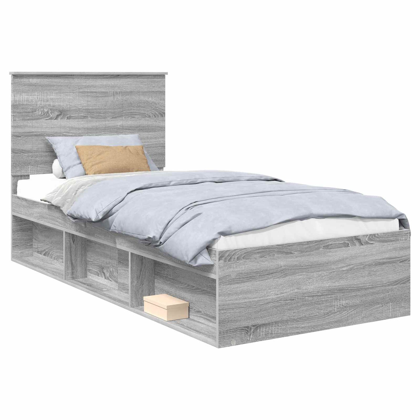 vidaXL Bed Frame Grey Sonoma 90 x 190 cm Solid Pine Wood