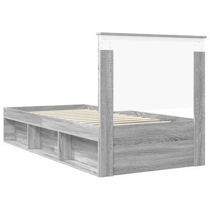 vidaXL Bed Frame Grey Sonoma 90 x 190 cm Solid Pine Wood