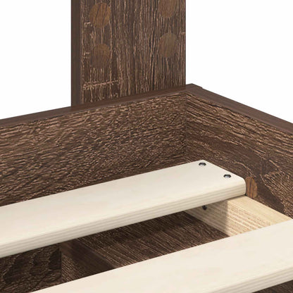 vidaXL Bed Frame with Headboard Brown Oak 90 x 200 cm Solid Pine Wood