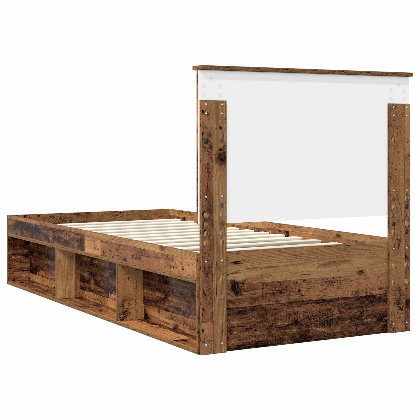 vidaXL Bed Frame with Headboard Old Wood 90 x 200 cm Solid Pine Wood