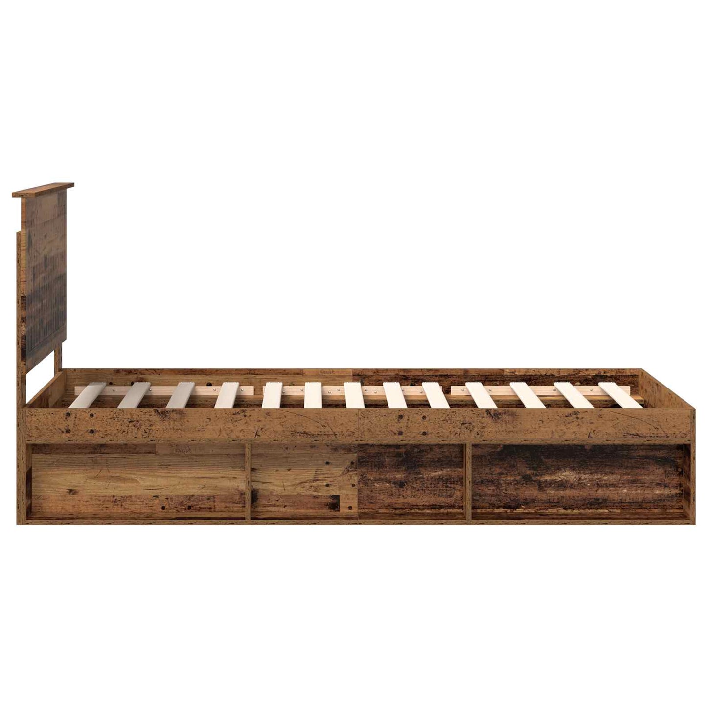 vidaXL Bed Frame with Headboard Old Wood 90 x 200 cm Solid Pine Wood
