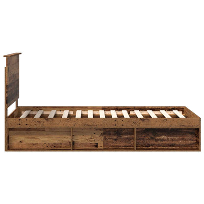 vidaXL Bed Frame with Headboard Old Wood 90 x 200 cm Solid Pine Wood