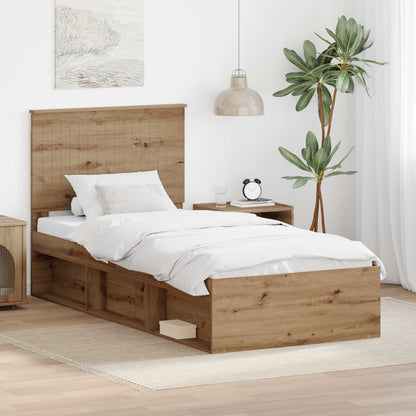 vidaXL Bed Frame Artisian Oak 90 x 200 cm Solid Pine Wood