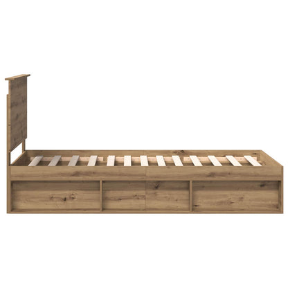 vidaXL Bed Frame Artisian Oak 90 x 200 cm Solid Pine Wood