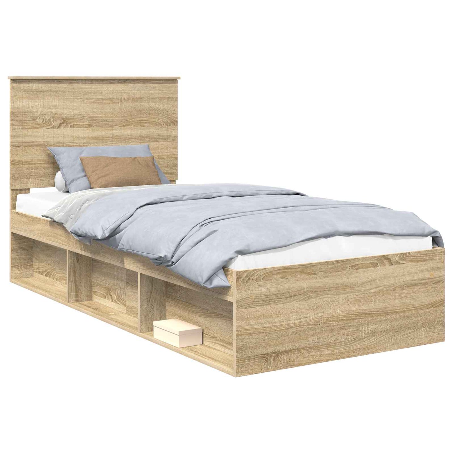 vidaXL Bed Frame with Headboard Sonoma 90 x 190 cm Solid Pine Wood