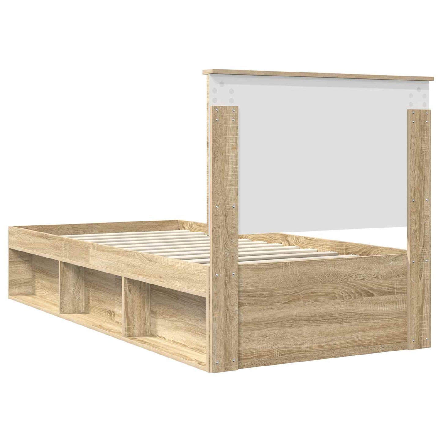 vidaXL Bed Frame with Headboard Sonoma 90 x 190 cm Solid Pine Wood