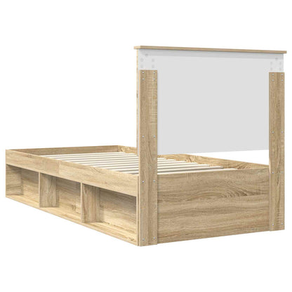 vidaXL Bed Frame with Headboard Sonoma 90 x 190 cm Solid Pine Wood