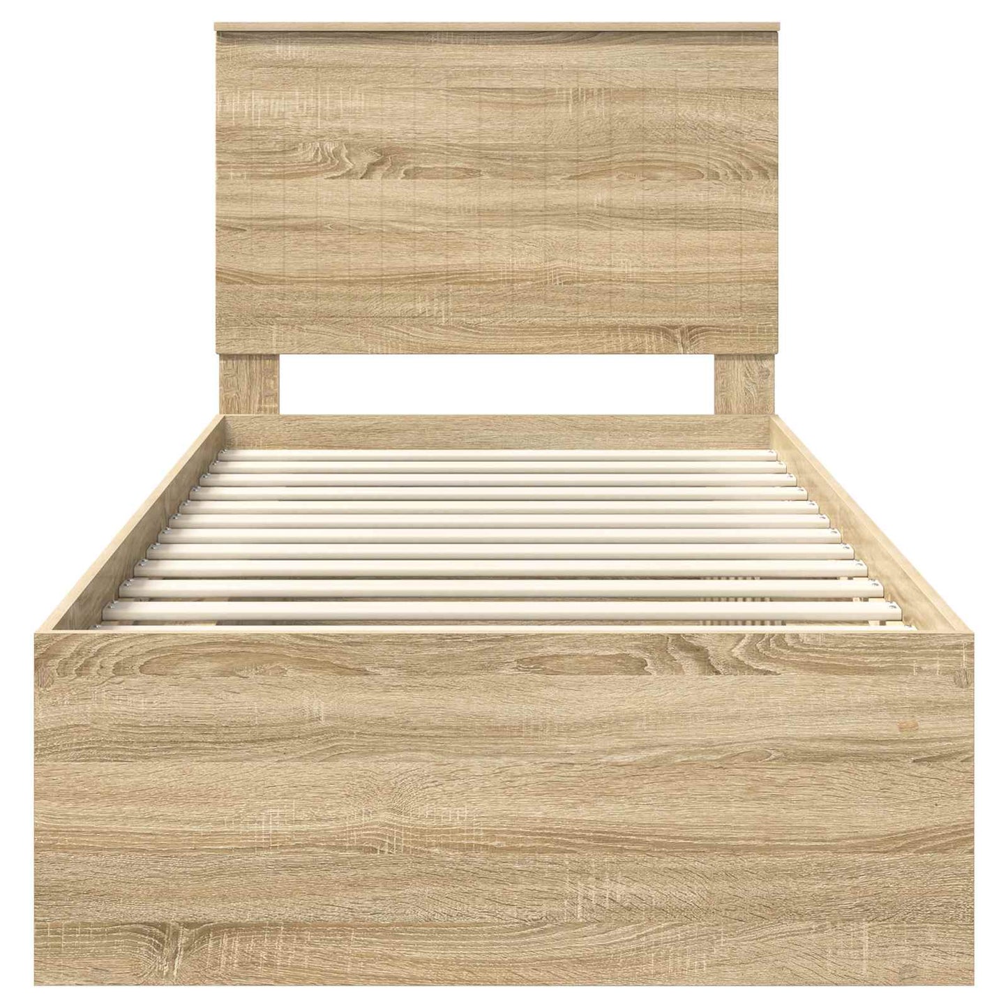 vidaXL Bed Frame with Headboard Sonoma 90 x 190 cm Solid Pine Wood