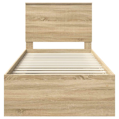 vidaXL Bed Frame with Headboard Sonoma 90 x 190 cm Solid Pine Wood