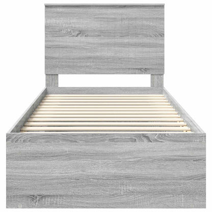 vidaXL Bed Frame Grey Sonoma 90 x 190 cm Solid Pine Wood