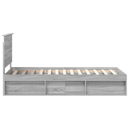 vidaXL Bed Frame Grey Sonoma 90 x 190 cm Solid Pine Wood