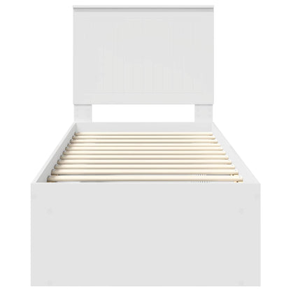 vidaXL Bed Frame with Headboard White 75 x 190 cm Solid Pine Wood