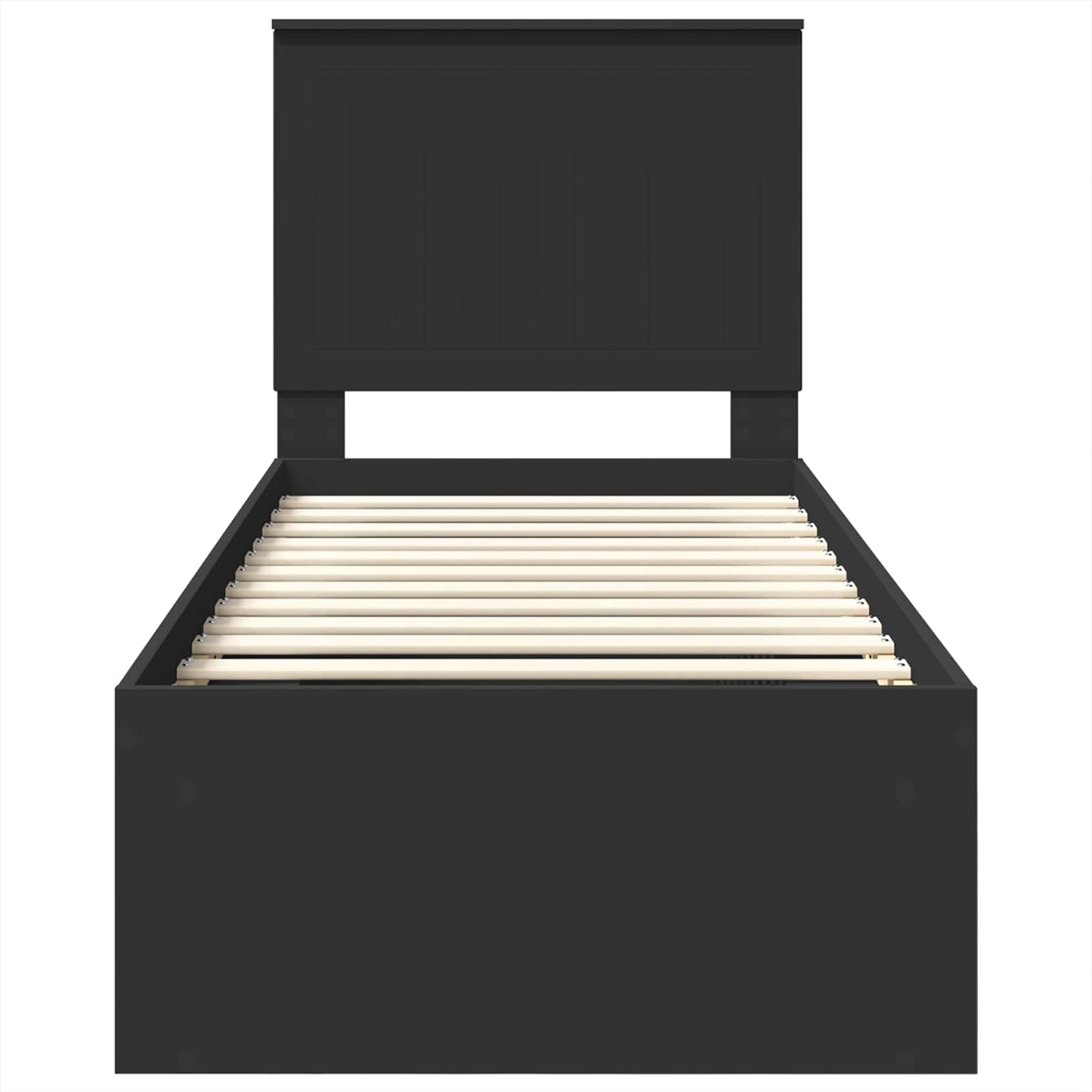 vidaXL Bed Frame with Headboard Black 75 x 190 cm Solid Pine Wood
