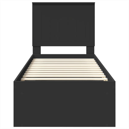 vidaXL Bed Frame with Headboard Black 75 x 190 cm Solid Pine Wood