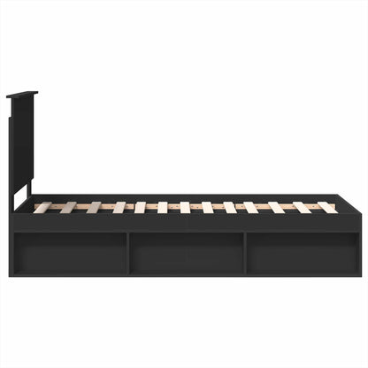 vidaXL Bed Frame with Headboard Black 75 x 190 cm Solid Pine Wood
