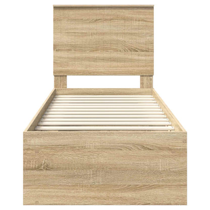 vidaXL Bed Frame with Headboard Sonoma Oak 75 x 190 cm Solid Pine Wood