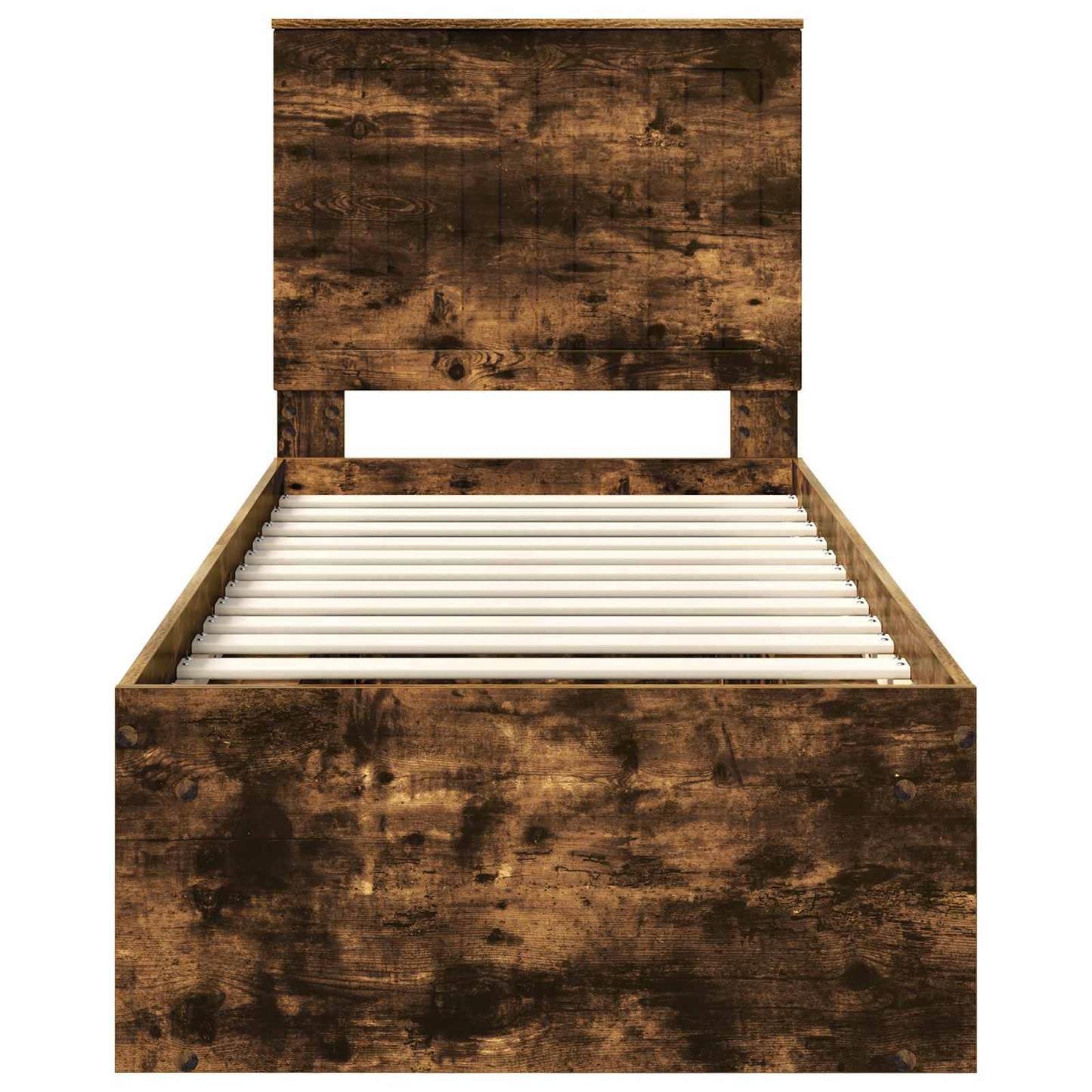 vidaXL Bed Frame with Headboard Smoked Oak 75 x 190 cm Solid Pine Wood